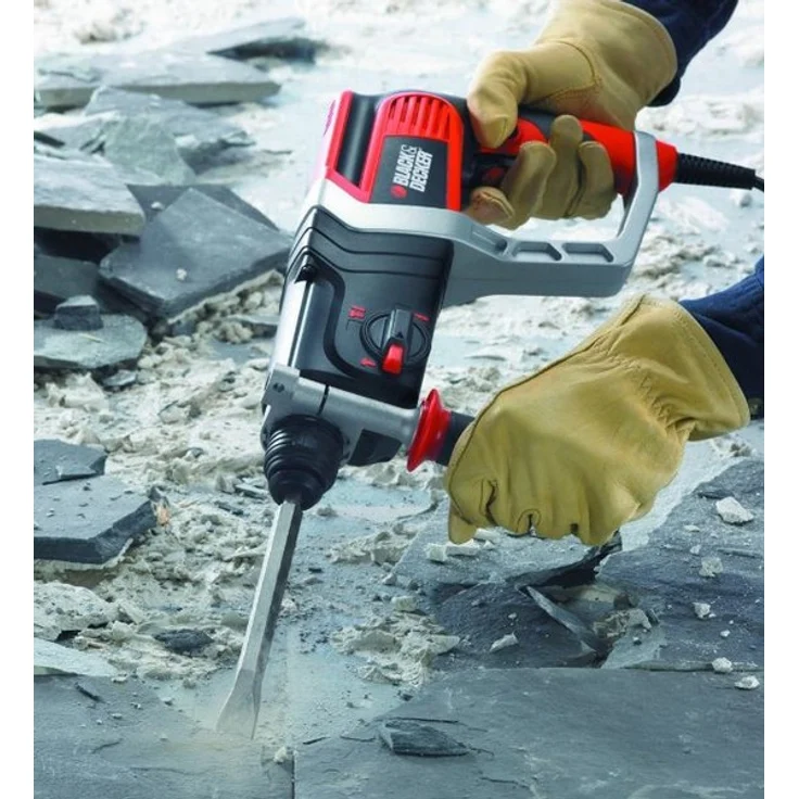 Black+Decker Pneumatischer Bohrhammer KD990KA Kraftvoller SDS-Bohrhammer mit Zweithandgriff und 2,4 J Schlagenergie zum Bohren, Hammerbohren & Meißeln 1 x Schlagbohrhammer 850 W – Bild 4