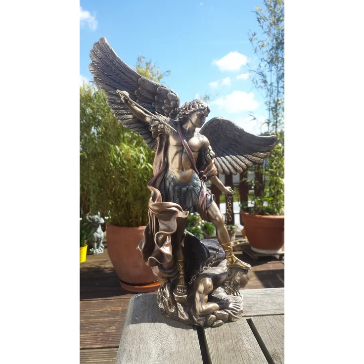 Dekofigur bronziert - Modell Erzengel Michael - Bronzefigur Figur Deko Wohndeko