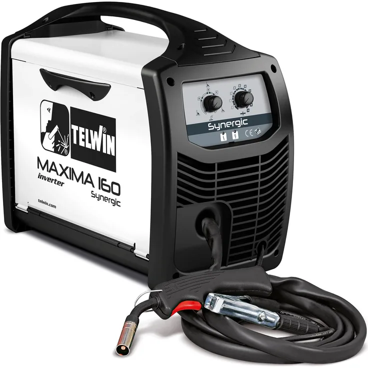 Telwin 816085 Maxima 160 Synergic Drahtschweißgerät mit Invertertechnik, 230V, 50-60Hz, 1ph