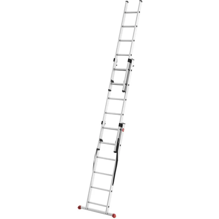 Hailo ProfiStep Alu-Kombileiter 3-teilig | Aluminium Sprossenleiter 3x9 Sprossen - Hailo