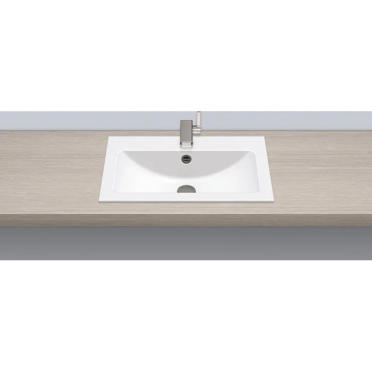 Alape EB.R585H Einbaubecken, rechteckig, 585 x 405 mm, innen und außen glasiert, Weiß, mit Hahnloch und Überlauf / Waschtisch / Waschbecken