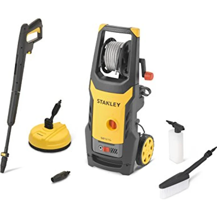 Stanley SXPW16PE Hochdruckreiniger 1600 W, 125 bar, 420 l-h, Deluxe mit Flächenreiniger Patio Cleaner und fester Bürste – Bild 1