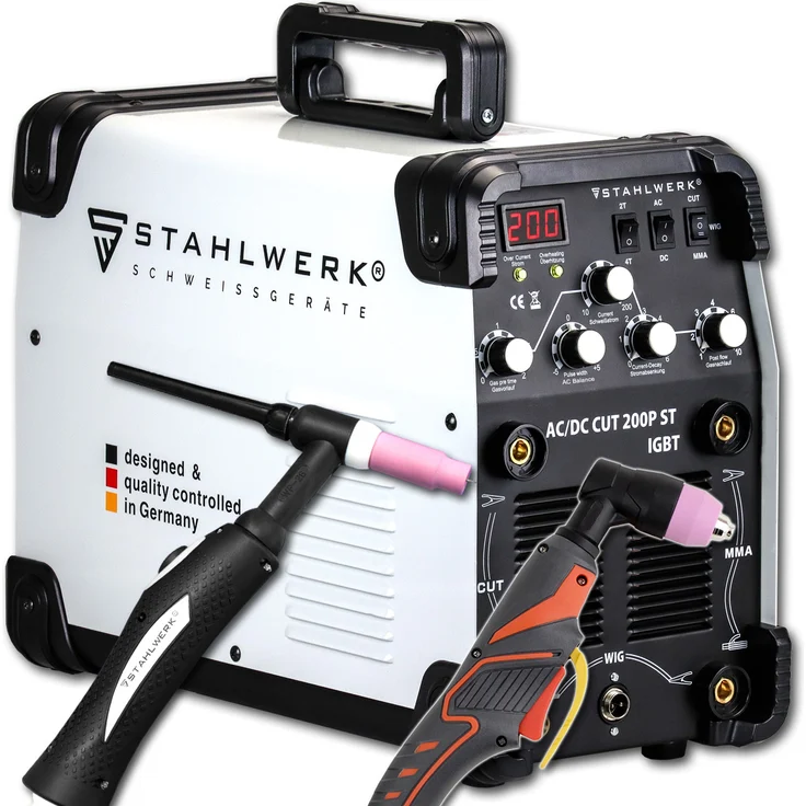 Stahlwerk AC/DC WIG 200 Plasma ST IGBT - Kombi 200 A WIG + MMA Schweißgerät mit 50 A Plasmaschneider (1003) – Bild 1