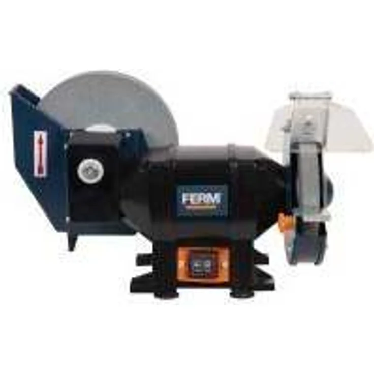 FERM Nass und Trockenschleifmaschine - Doppelschleifmaschine 250W - 150mm - Incl. P80 (Nass) und P36 (Trock) Schleifstein, Schutzbrille und Funkenfänger – Bild 1