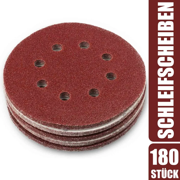 Bonsport Schleifscheiben 8 Loch, 125 mm mit Klett 180 Stück
