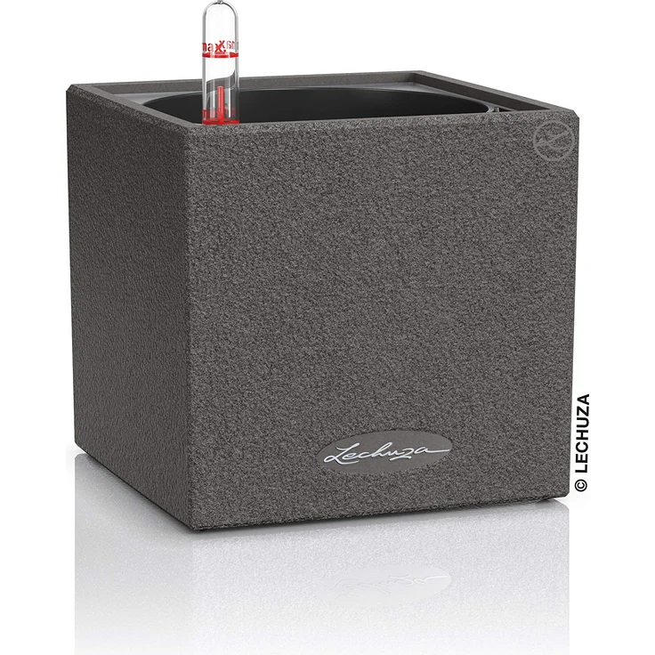 LECHUZA CANTO Stone 14 hochwertiger Kräuterwürfel mit Stick-Bewässerungssystem, graphitschwarz – Bild 1