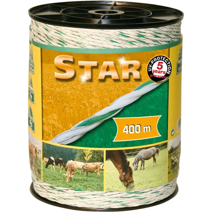 Kerbl elektrisches Weidezaunseil Star 400 m Weis und Grün 44528