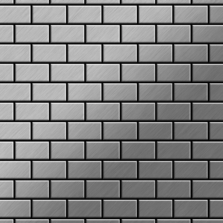 Mosaik Fliese massiv Metall Edelstahl gebürstet in grau 1,6mm stark ALLOY House-S-S-B 0,98 m2
