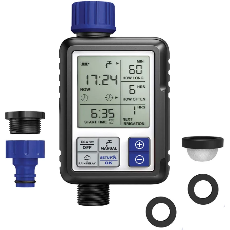 AQUA CONTROL C4110 Digital Bewässerungsgerät mit extrem einfachem Panorama-Display. Full Vision 2 Programmierer Beobachten Sie alle Programmierinformationen auf die Vez, schwarz