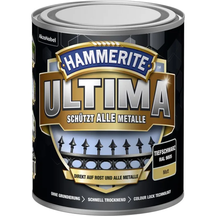 HAMMERITE Metallschutz-Lack ULTIMA Tiefschwarz Matt 750ml - 5379754