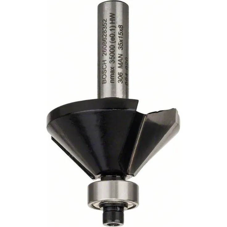 Bosch Professional Fasefräser Standard for Wood (für Holz, Ø 35 mm, Arbeitslänge 15 mm, 45° Winkel, Zubehör Handfräse)