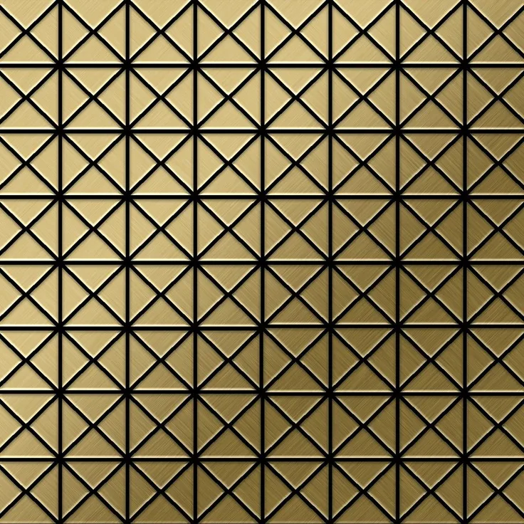 Mosaik Fliese massiv Metall Titan gebürstet in gold 1,6mm stark ALLOY Deco-Ti-GB 0,92 m2