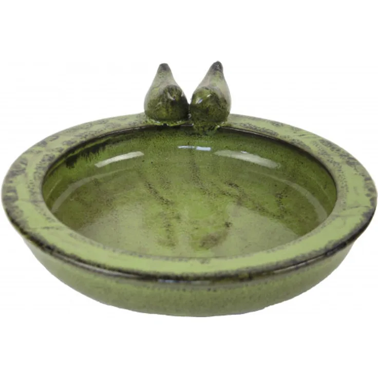 Esschert Design Keramik Vogelbad Farbe grün