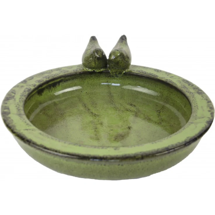 Esschert Design Keramik Vogelbad Farbe grün