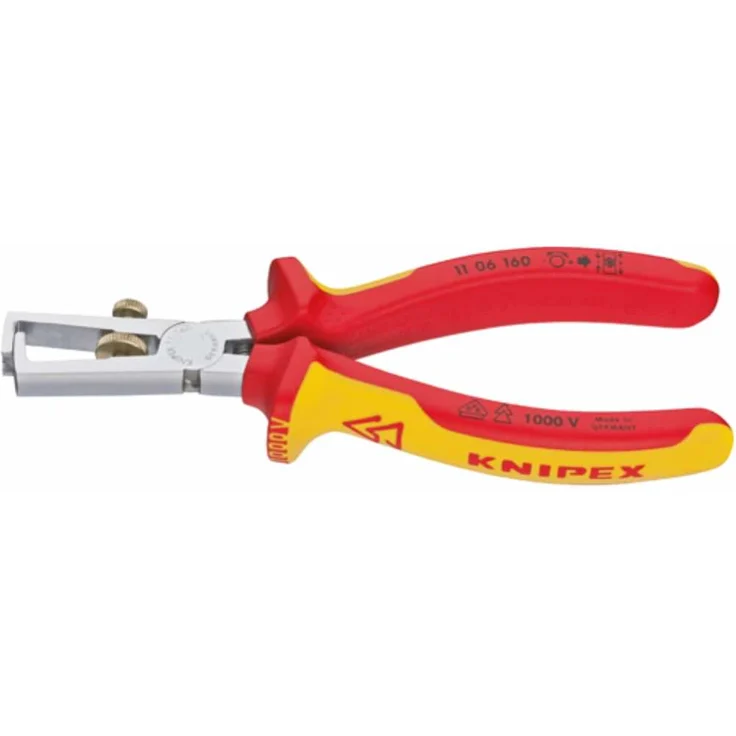 KNIPEX 11 06 160 Abisolierzange verchromt isoliert mit Mehrkomponenten-Hüllen, VDE-geprüft 160 mm – Bild 1