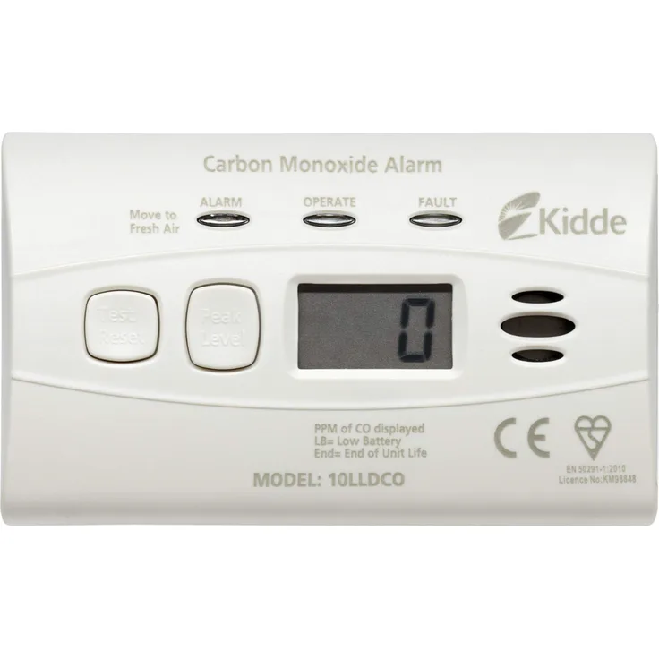 Kidde 10LLDCO Kohlenmonoxid Alarm Digital Display mit verten Akku, Standard Alarm