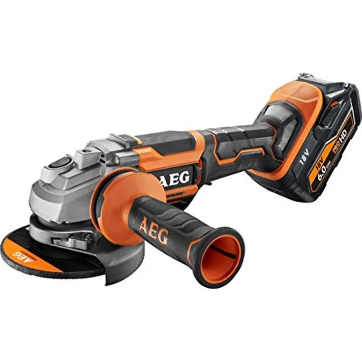 AEG 4935464422 Brushless Winkelschleifer 2X Akku 6,0 Ah, Scheibendurchmesser 125 mm, Ladezeit 85 Min BEWS18-125BLPX-602C 125 mm Akku