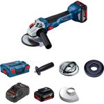 Bosch Professional 18V System Winkelschleifer GWS 18V-10 Scheibendurchmesser 125mm, inklusive 2x5.0 Ah Akku plus Ladegerät GAL 1880, in L-BOXX 125 mm Akku