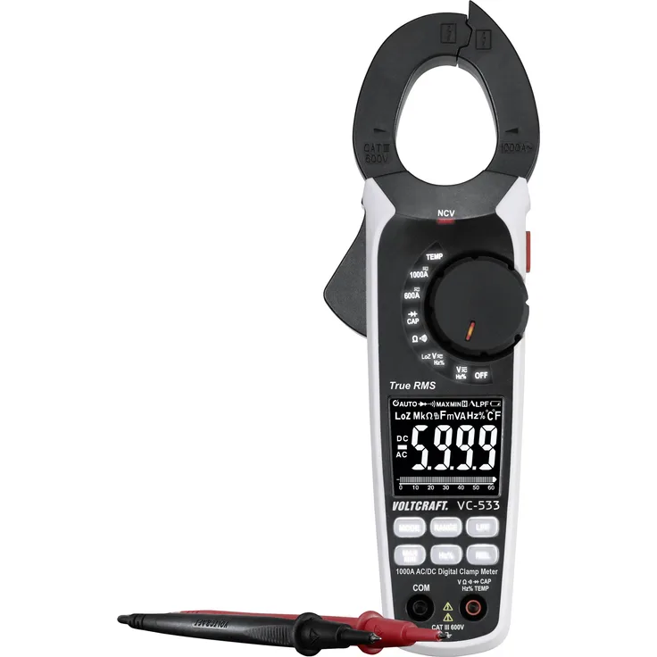 VOLTCRAFT VC-533 Stromzange digital CAT III 600V Anzeige Counts: 6000