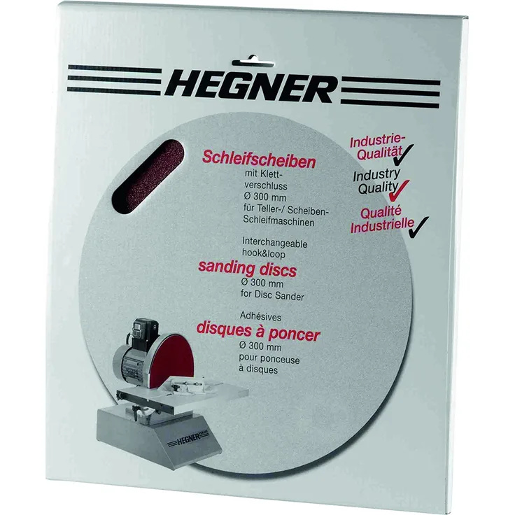 Hegner Schleifscheiben für Metall, D. 300 mm mit Klettverschluss, Korn 120 für HSM 300 / WSM 300 / HSM 300S, 3-Stück, 6410004
