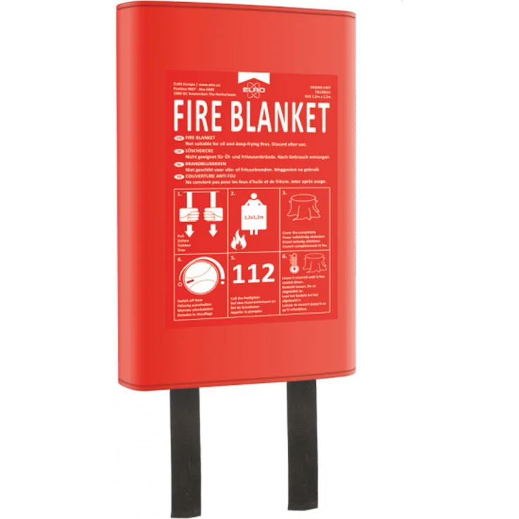 Brandschutzdecke 180x120cm mit Hardcover - Personenlöschdecke Feuerdecke Küche