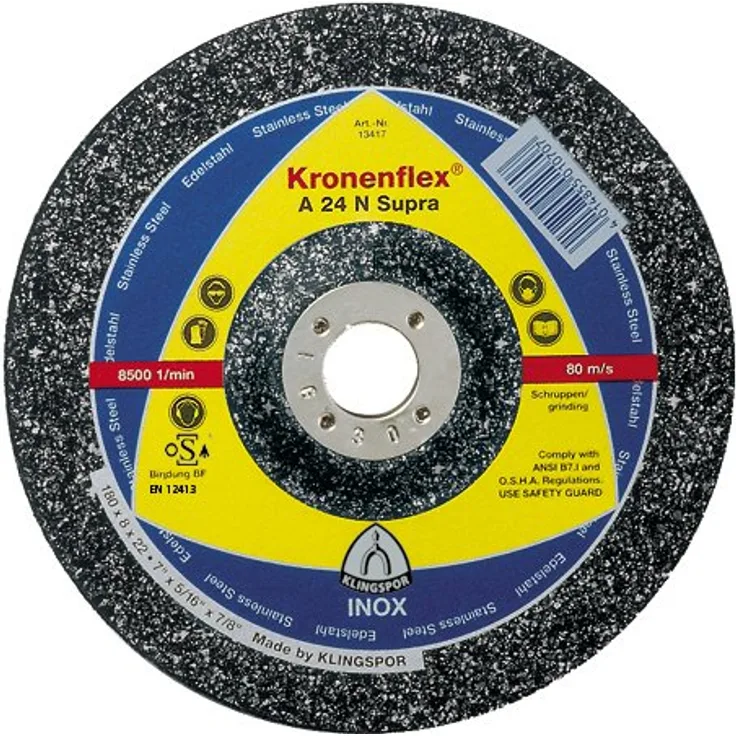 KLINGSPOR 13417 A 24 N Schruppscheiben 180 x 8 x 22,23 mm gekröpft (Inhalt: 10)