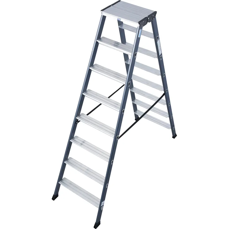 KRAUSE Doppelleiter Sepro D eloxiert, 2 x 8 Stufen, 125859