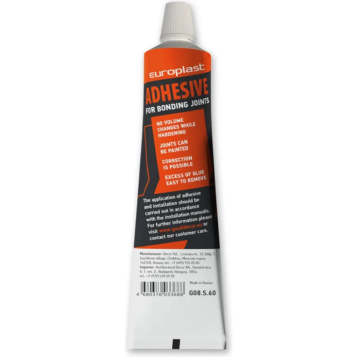 PROFHOME DECOR Montagekleber für Stuckprofile G08S60 Polyurethanbasierter Kleber für Stoßstellen weiß 60 ml