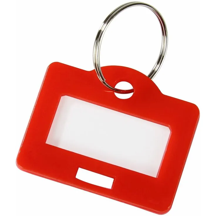 HMF 1800-03 Schlüsselanhänger inkl. Schlüsselring und Beschriftungsstreifen, 2,9 x 2,5 x 0,26 cm, rot