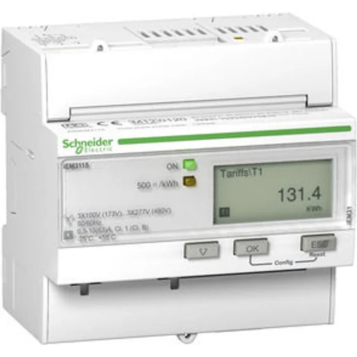 Schneider Energiezähler, 3-phasig, 63A, mit Teilzähler, 4 Tarife, MID konform