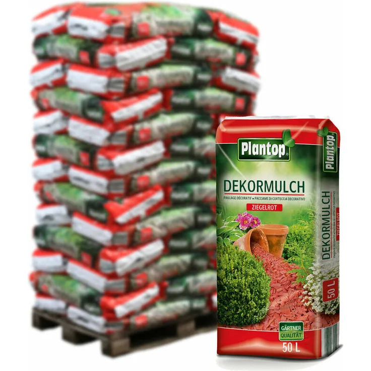 Pflanzen Kölle - Plantop Dekormulch ziegelrot, 1950 l gesamt, 39 Sack á 50 l, Palettenware ohne zusätzliche ko