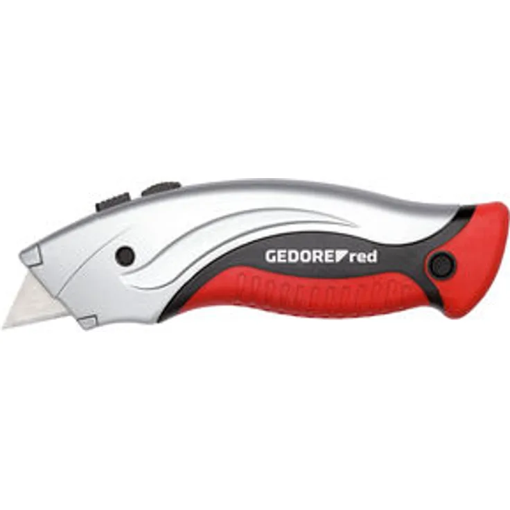 GEDORE red Profi-Cuttermesser aus Aluminium mit 5 Ersatzklingen und Schnellwechselmechanismus