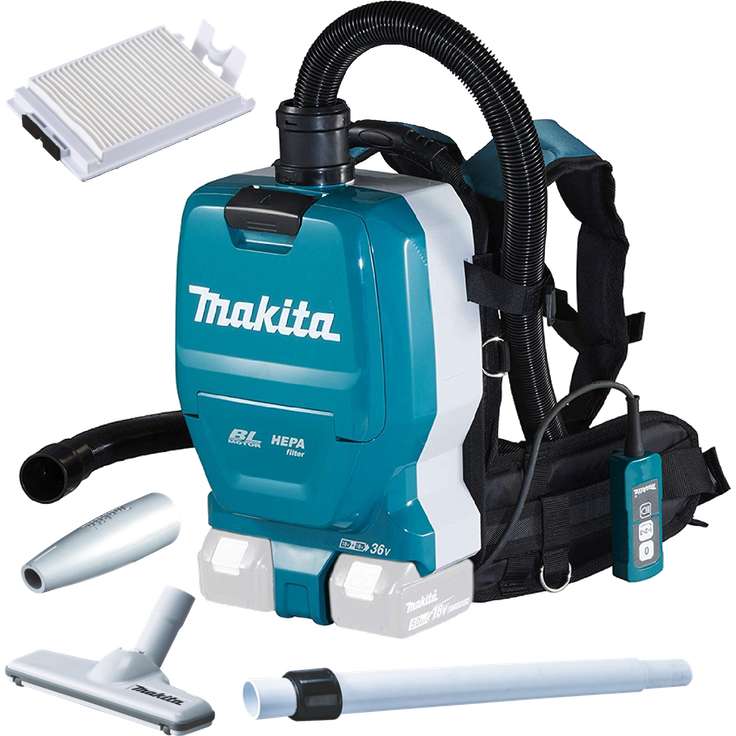 Makita DVC261ZX 15 Akku-Rucksackstaubsauger ---Solo--- ohne Akku und Ladegerät Beutel 2 Liter – Bild 2