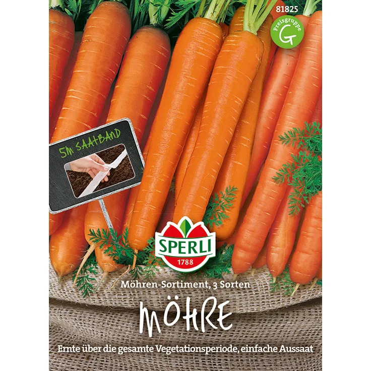 Sperli Möhren Sortiment (Nantaise2,Rotin,Lange St. o. H. 2) Saatband 5 m