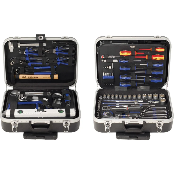 Projahn Werkzeug Trolly Set 130-tlg. (Nuss Satz, Ratschen Satz mit 6-Kant 1-2 Zoll Einsätze, inkl. Schrauberbits, Knarre 48 Zähne, ABS Kunststoffkoffer mit Rollen) 4963-01 – Bild 1