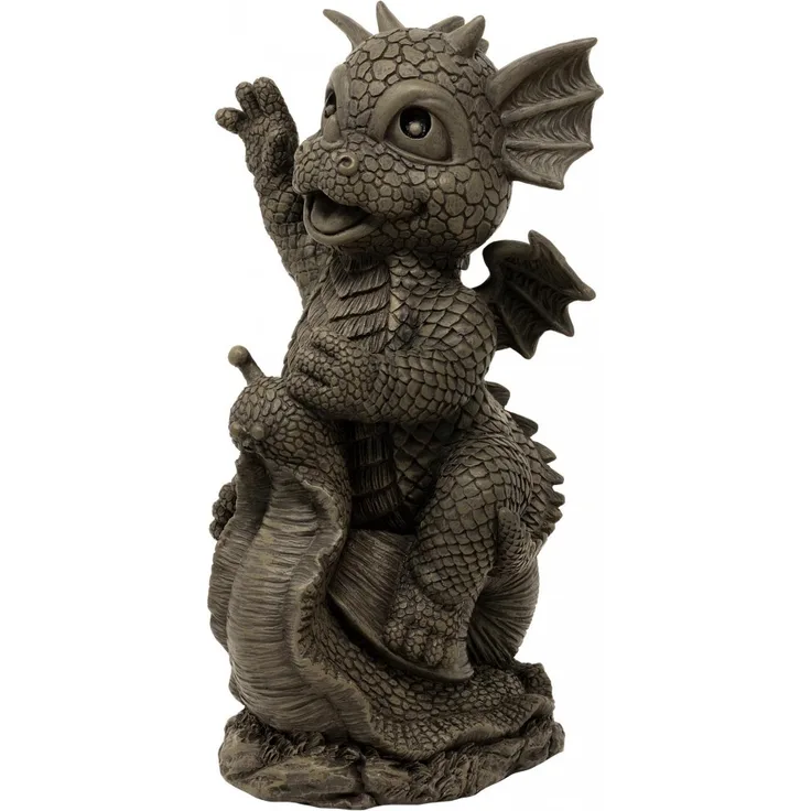 MFF Gartenfigur Gartendrache - Modell Schneckenreiter - Fantasy Figur Deko Drache Ga