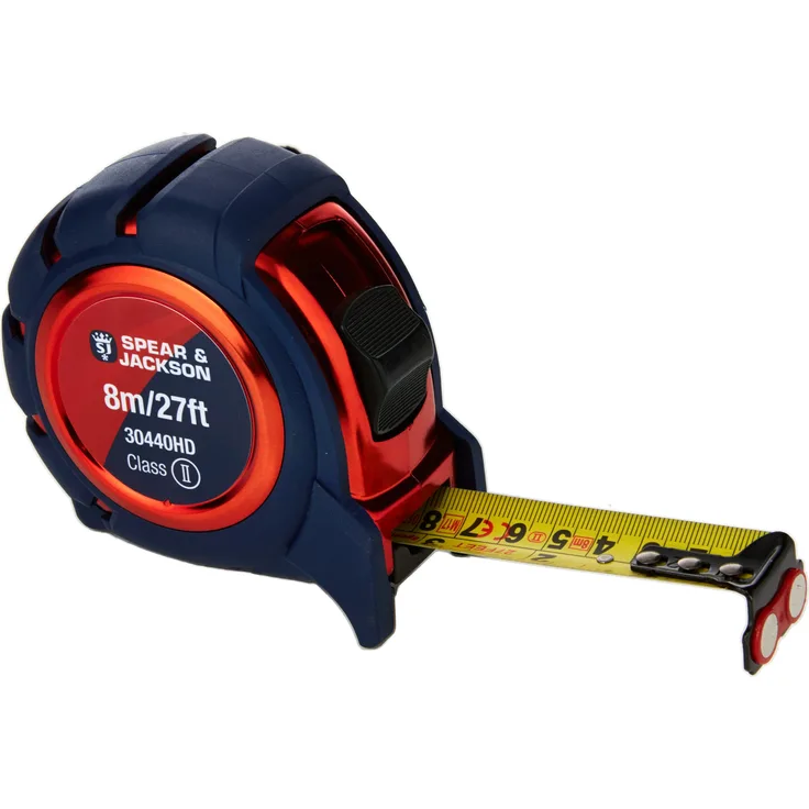 Spear & Jackson 30440hd Heavy Duty Soft Feel Tape, rot-blau, 8 m