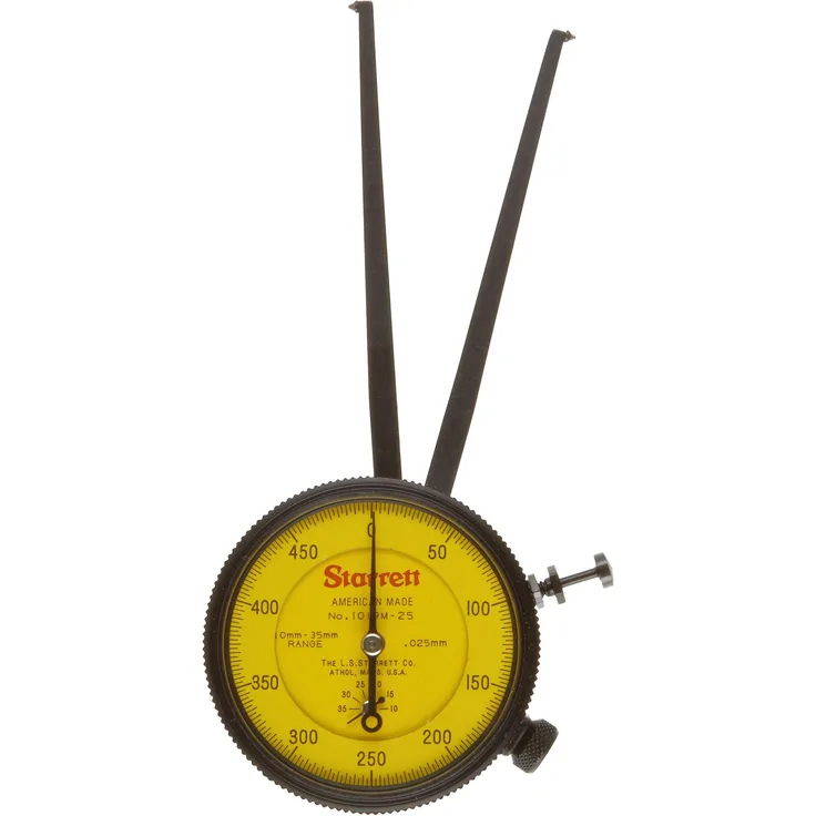 Starrett 1019 m-25 Messschieber, spitz Kiefer, gelb Gesicht, 10 35 mm Range, -2 mm Genauigkeit, 0,025 mm Auflösung