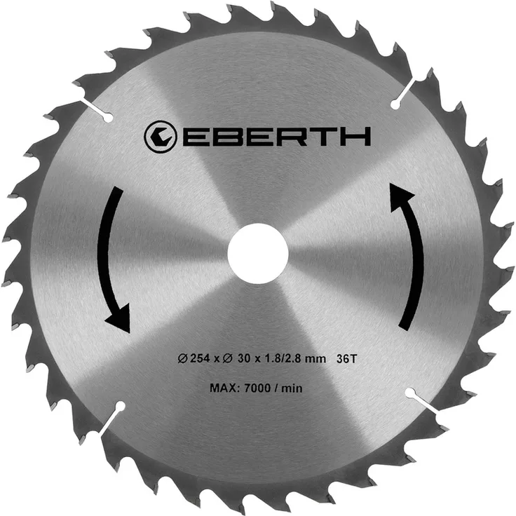 Eberth - Hartmetall-Kreissägeblatt für Holzschnitte (254 x 2,8 x 30 mm, 36 Zähne, lange Lebensdauer)