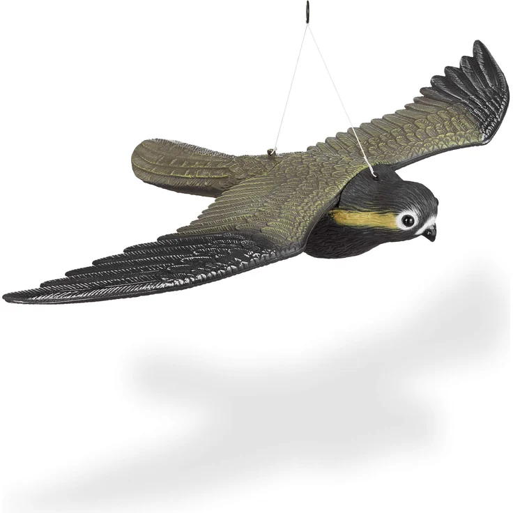 Relaxdays Vogelschreck Falke, fliegender Greifvogel als Vogelscheuche, Raubvogel Attrappe, Vogel lebensgroß, mehrfarbig – Bild 1