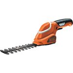 Black und Decker Akku Strauchschere 3,6V Li-Ion, Schwertlänge 15 cm, Akkulaufzeit ca 50 min, Softgriff, Einschaltsperre, Ladeanzeige, Ladestation und Ladekabel enthalten GSL300
