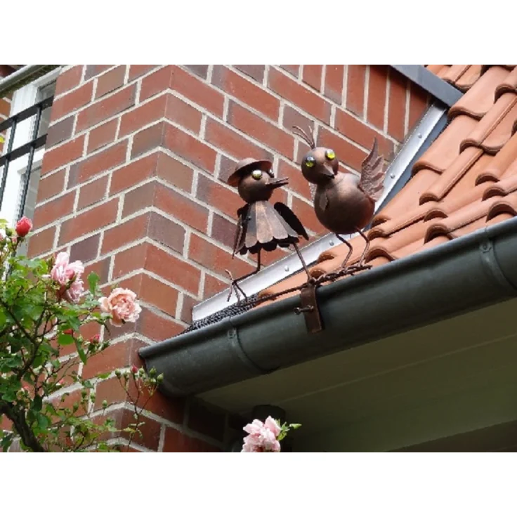 Dachrinnenfigur Vogelpaar, Kupfer-Look, Zaunfigur – Bild 1