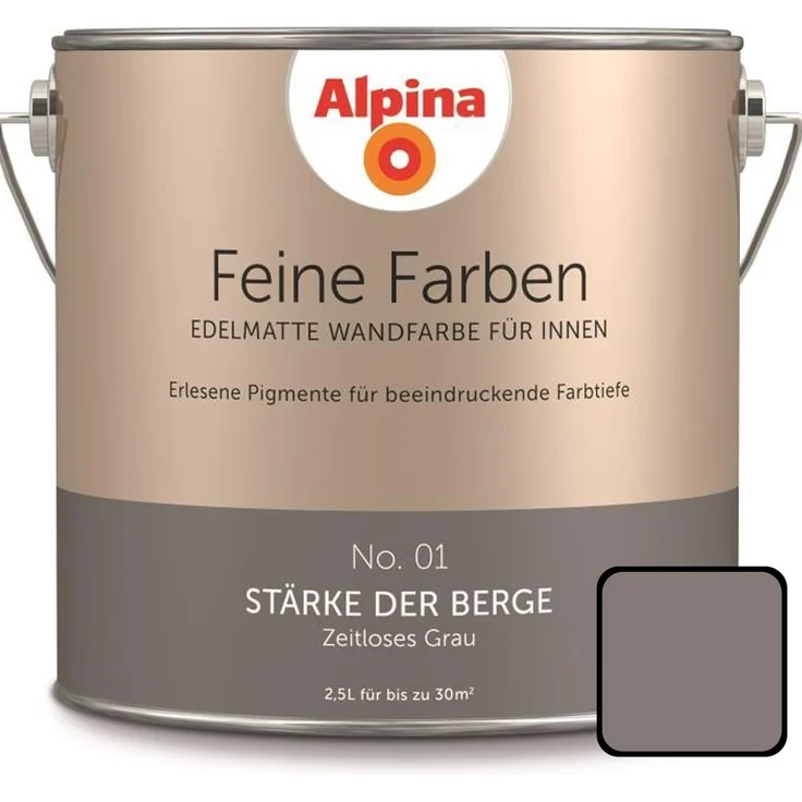 Alpina Feine Farbe No. 01 2,5 l, zeitloses grau, Stärke der Berge – Bild 1