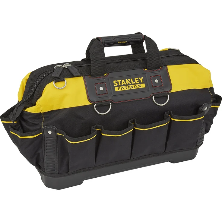Stanley FatMax Werkzeugtasche (18 Zoll, 49 x 26 x 10 cm, wassserdichter Boden, verstärkte Nähte, ergonomischer Gummihandgriff, robuster Schultergurt, 600 Denier Nylon) 1-93-950 – Bild 1
