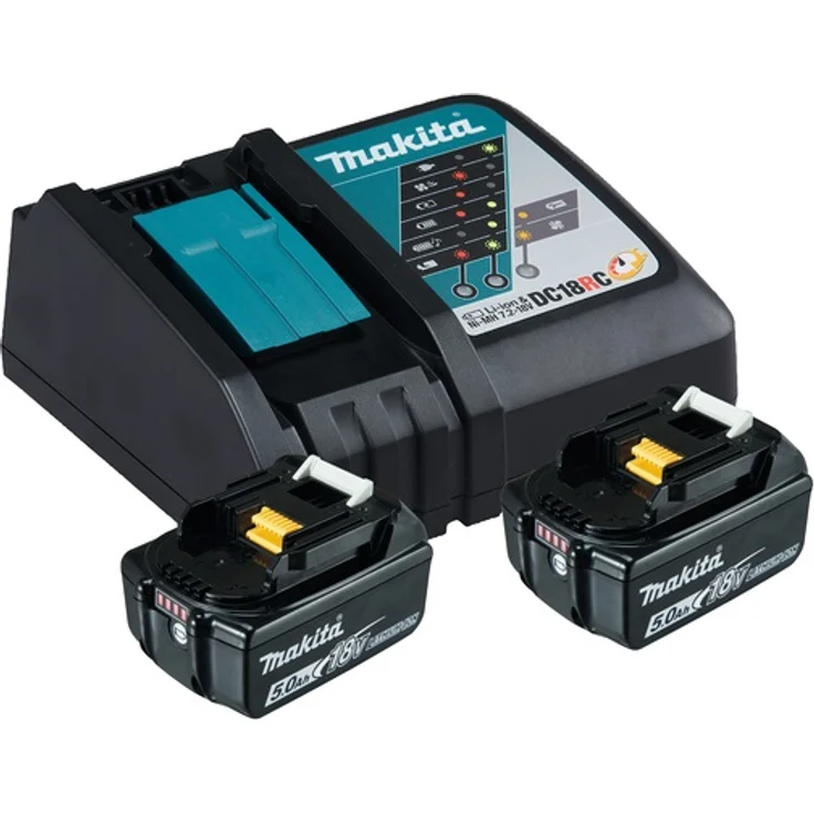 Makita 2 x BL1850B Werkzeugakku 18 V / 5,0 Ah + Ladegerät DC18RC, Power Source Kit (197570-9) – Bild 1