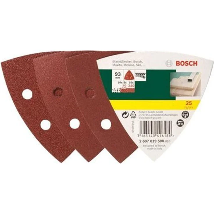 Bosch 25tlg. Schleifblatt-Set verschiedene Materialien für Deltaschleifer (Körnung 60-120-240, 6 Löcher) - Preisvergleich