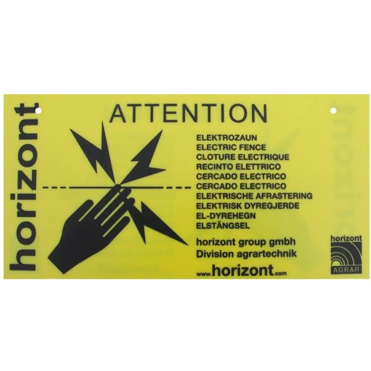 horizont Warnschild Vorsicht Elektrozaun beidseitig bedruckt