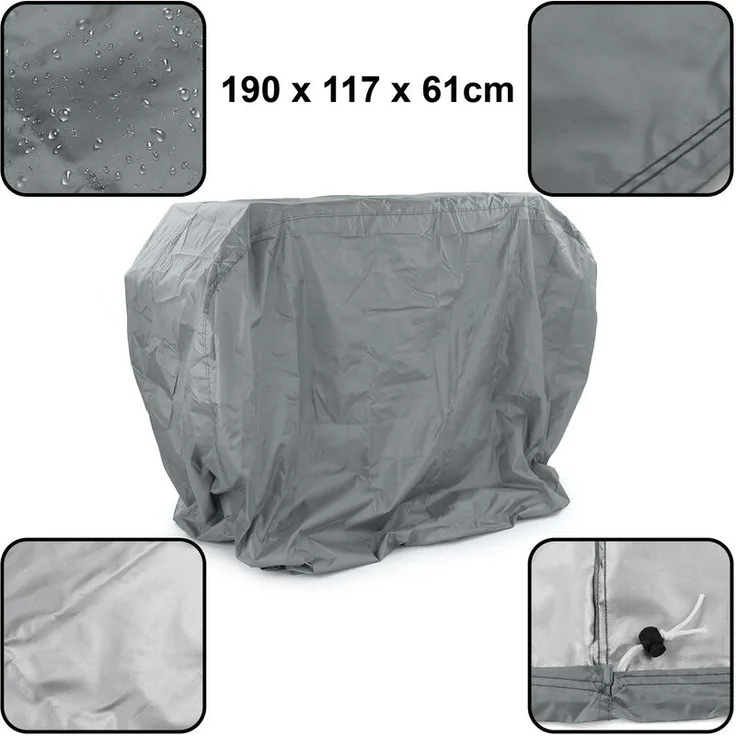 Premium Grillabdeckung Schutzhülle Cover BBQ Grill Schutz Grau XL 190x117x61cm