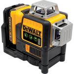 Dewalt Linienlaser (selbstnivellierender 3x360°,10,8V, 2Ah, manueller Modus ab 4° (Blinkmodus), Arbeitsbereich: 30M (60M mit Empfänger), Genauigkeit: +--3mm10m, IP65) grün