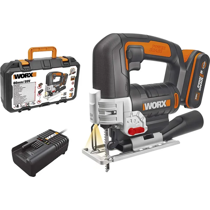 Worx WX 543 Pendelhubstichsäge, 20 V, 2 Ah